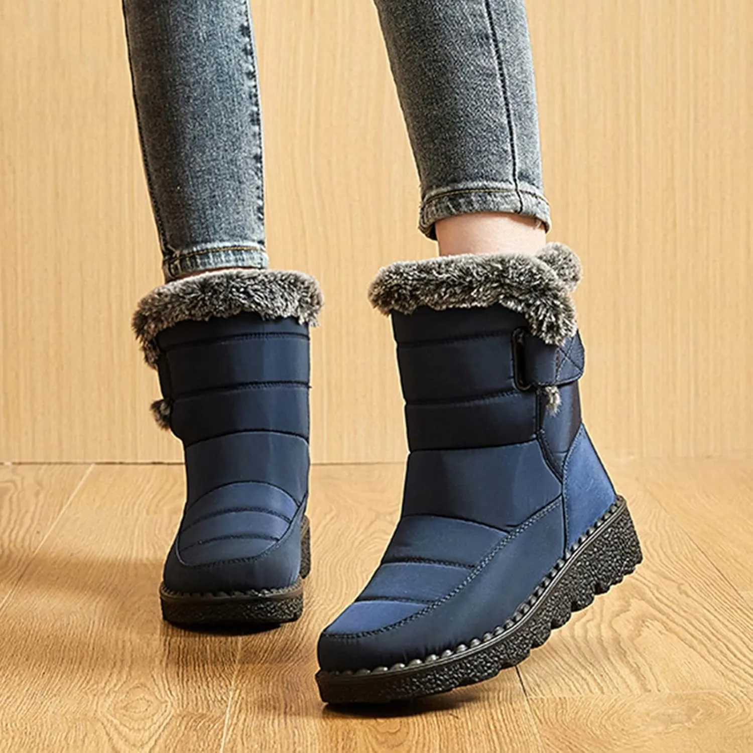 Womens Snow Boots Winter Warm Ankle Boots Fur Lined Winter Boots Comfortable Short Boots Slip On Waterproof Ski Boots