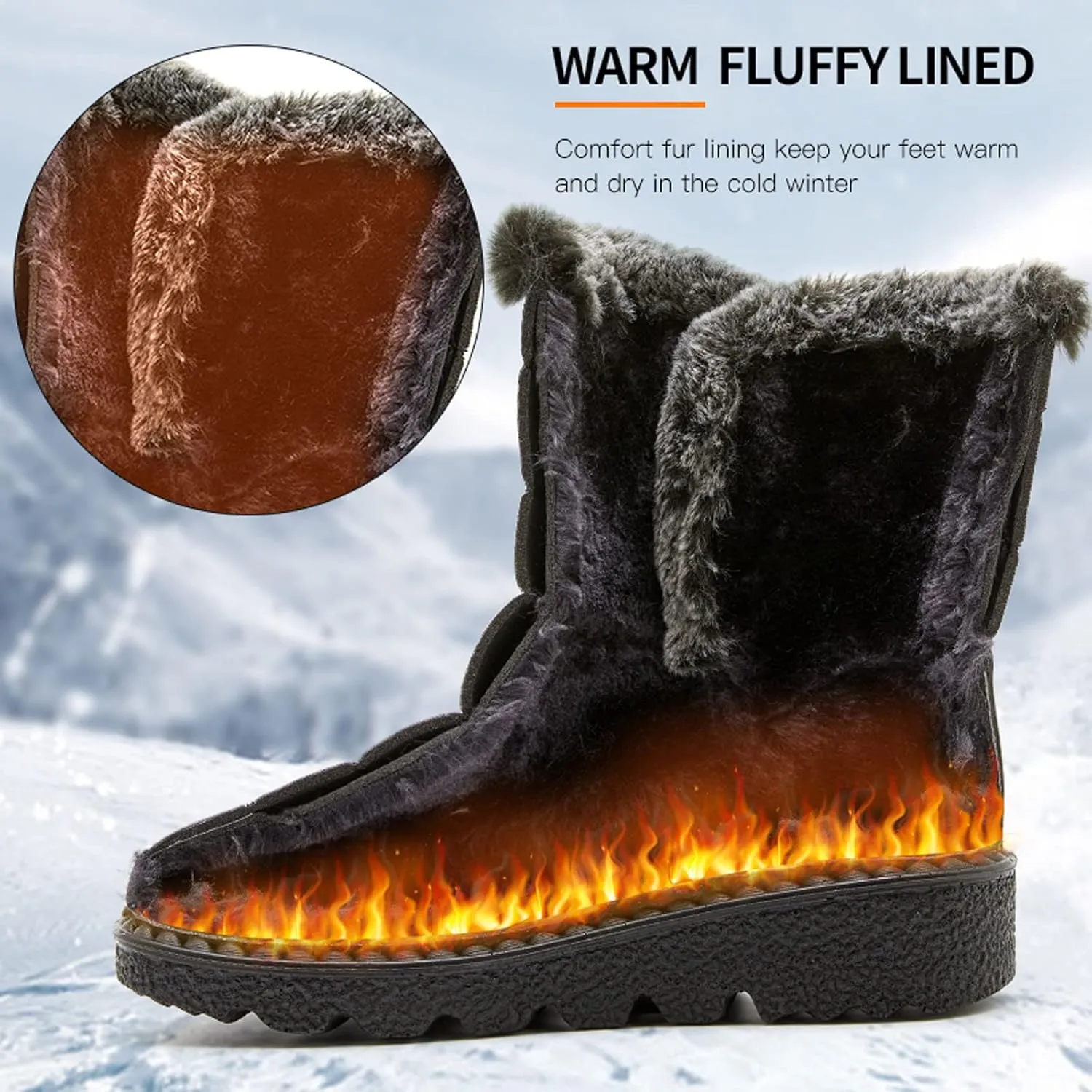 Womens Snow Boots Winter Warm Ankle Boots Fur Lined Winter Boots Comfortable Short Boots Slip On Waterproof Ski Boots