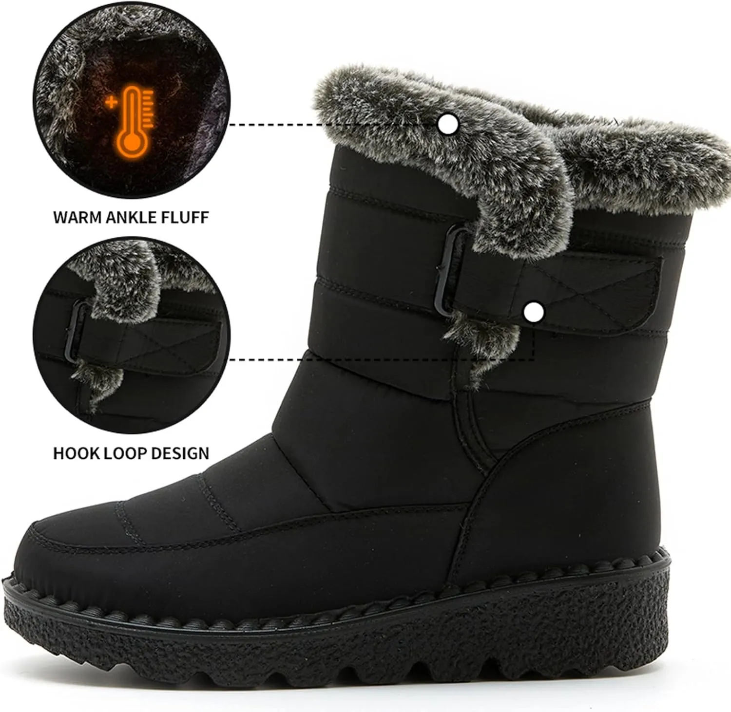 Womens Snow Boots Winter Warm Ankle Boots Fur Lined Winter Boots Comfortable Short Boots Slip On Waterproof Ski Boots
