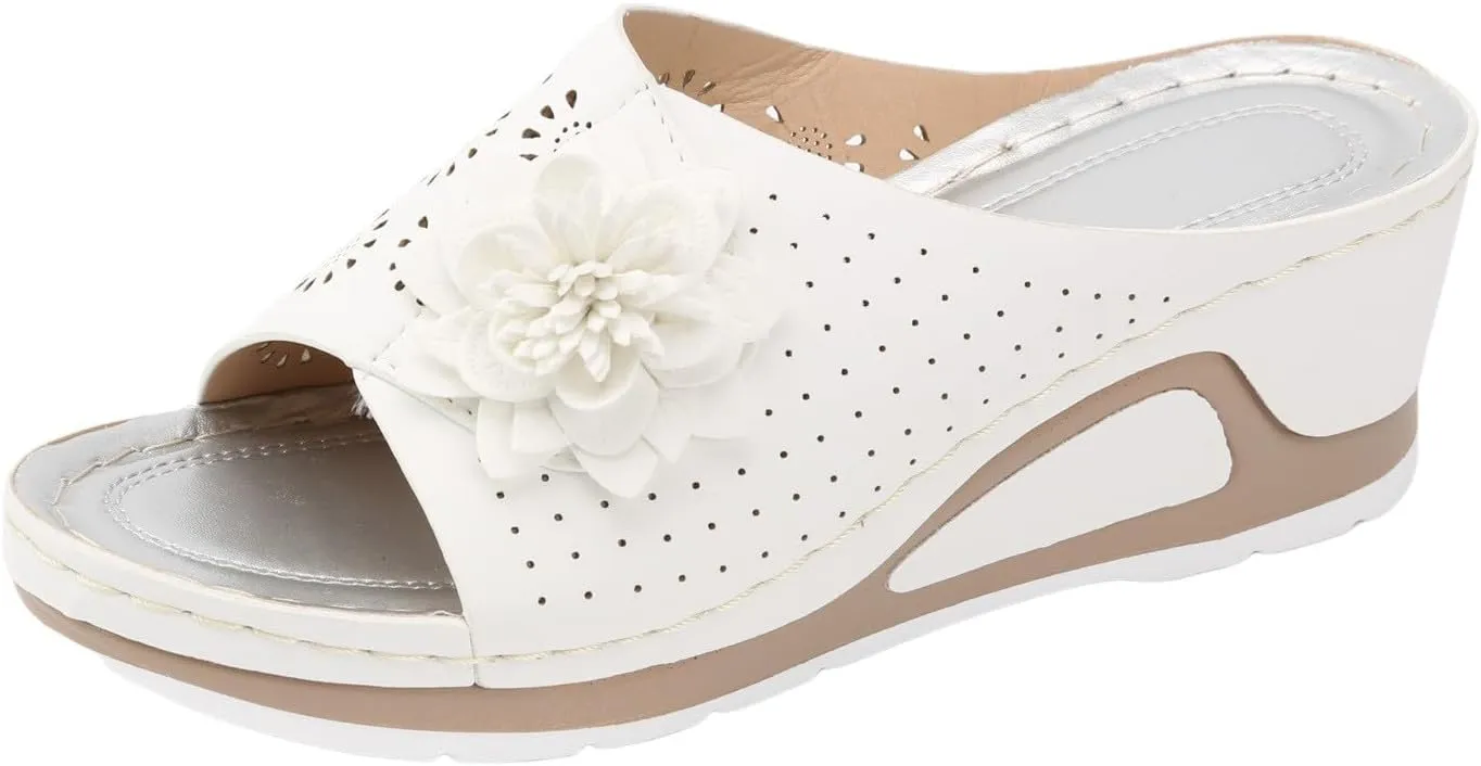 Womens Summer Sandals Open Toe Boho Wedge Slides Slide on Platform Sandal Dress High Heels Beach Slippers Shoes