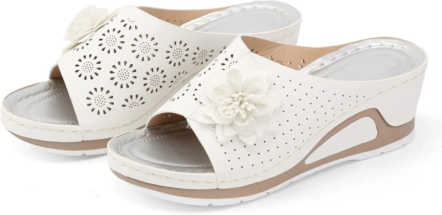 Womens Summer Sandals Open Toe Boho Wedge Slides Slide on Platform Sandal Dress High Heels Beach Slippers Shoes