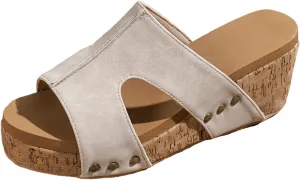 Womens Wedge Sandals Slides Open Toe Slip On Platform High Heeled Casual Summer Shoes Comfortable Cork Sandalias