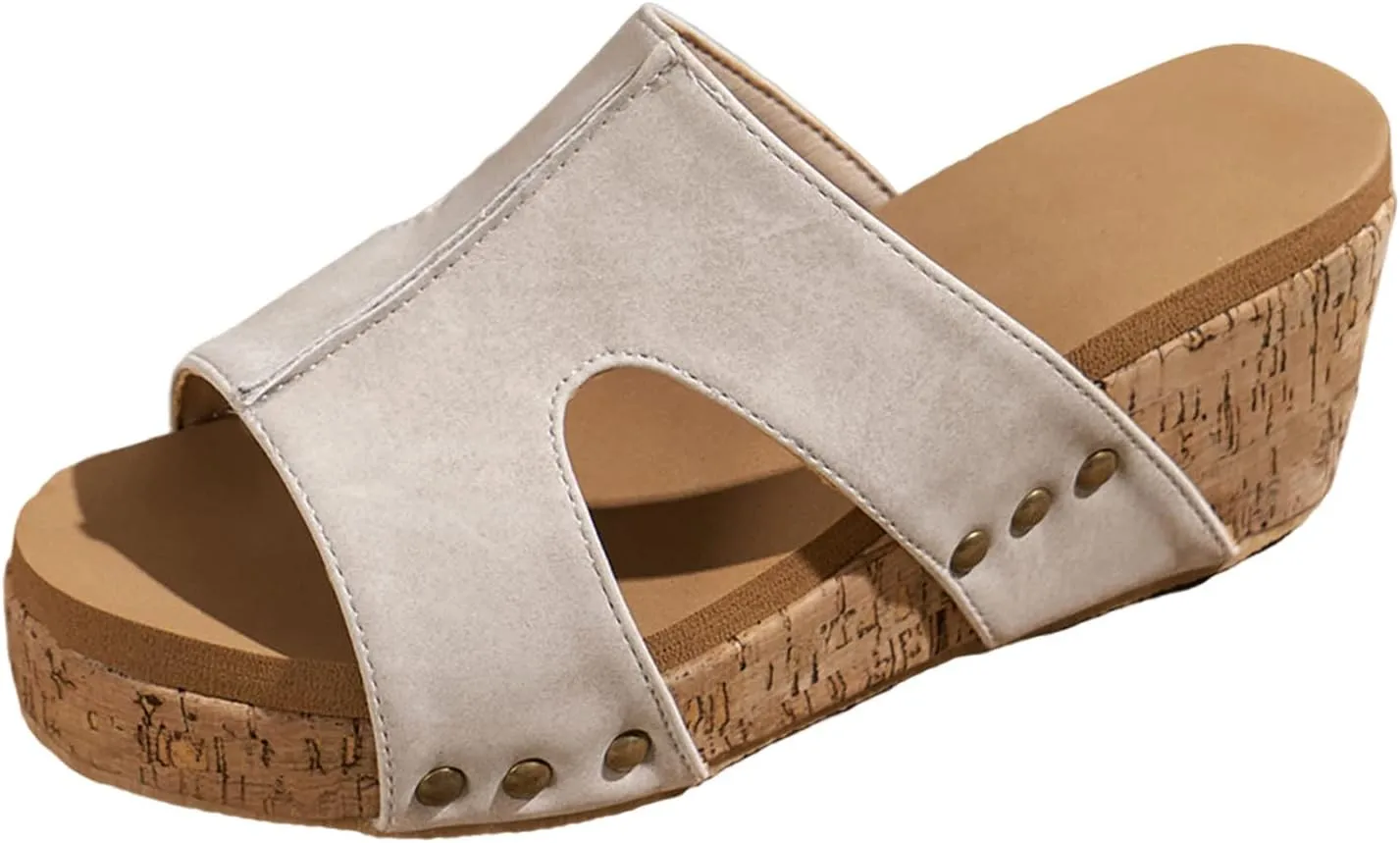 Womens Wedge Sandals Slides Open Toe Slip On Platform High Heeled Casual Summer Shoes Comfortable Cork Sandalias