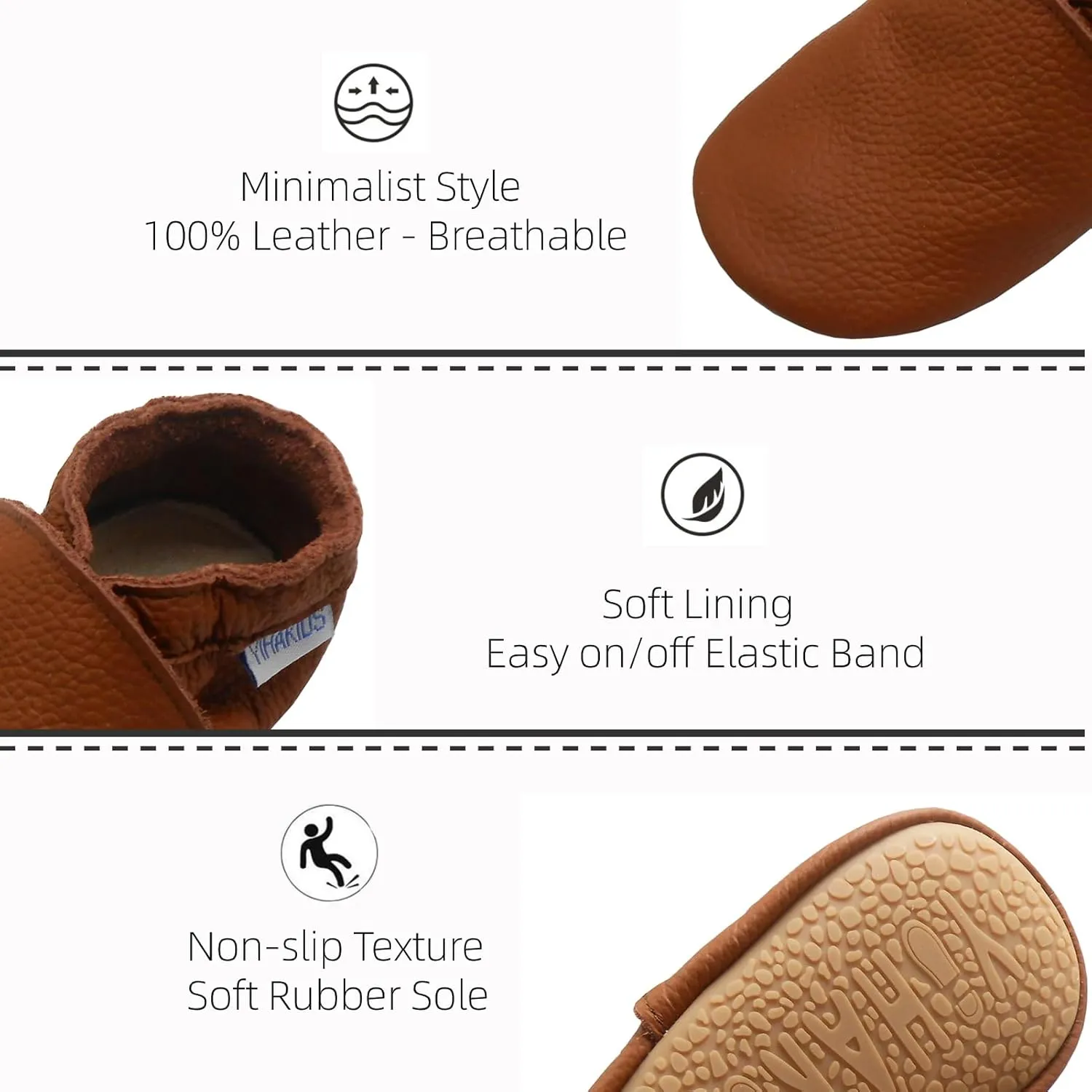 YIHAKIDS Baby Rubber Sole Shoes Boys Girls Infant Crawling Toddler Moccasins Leather Walking Anti-Slip Sole Slippers Newborn Mini Kids Crib Boots 0-24 Months