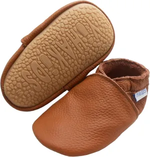 YIHAKIDS Baby Rubber Sole Shoes Boys Girls Infant Crawling Toddler Moccasins Leather Walking Anti-Slip Sole Slippers Newborn Mini Kids Crib Boots 0-24 Months