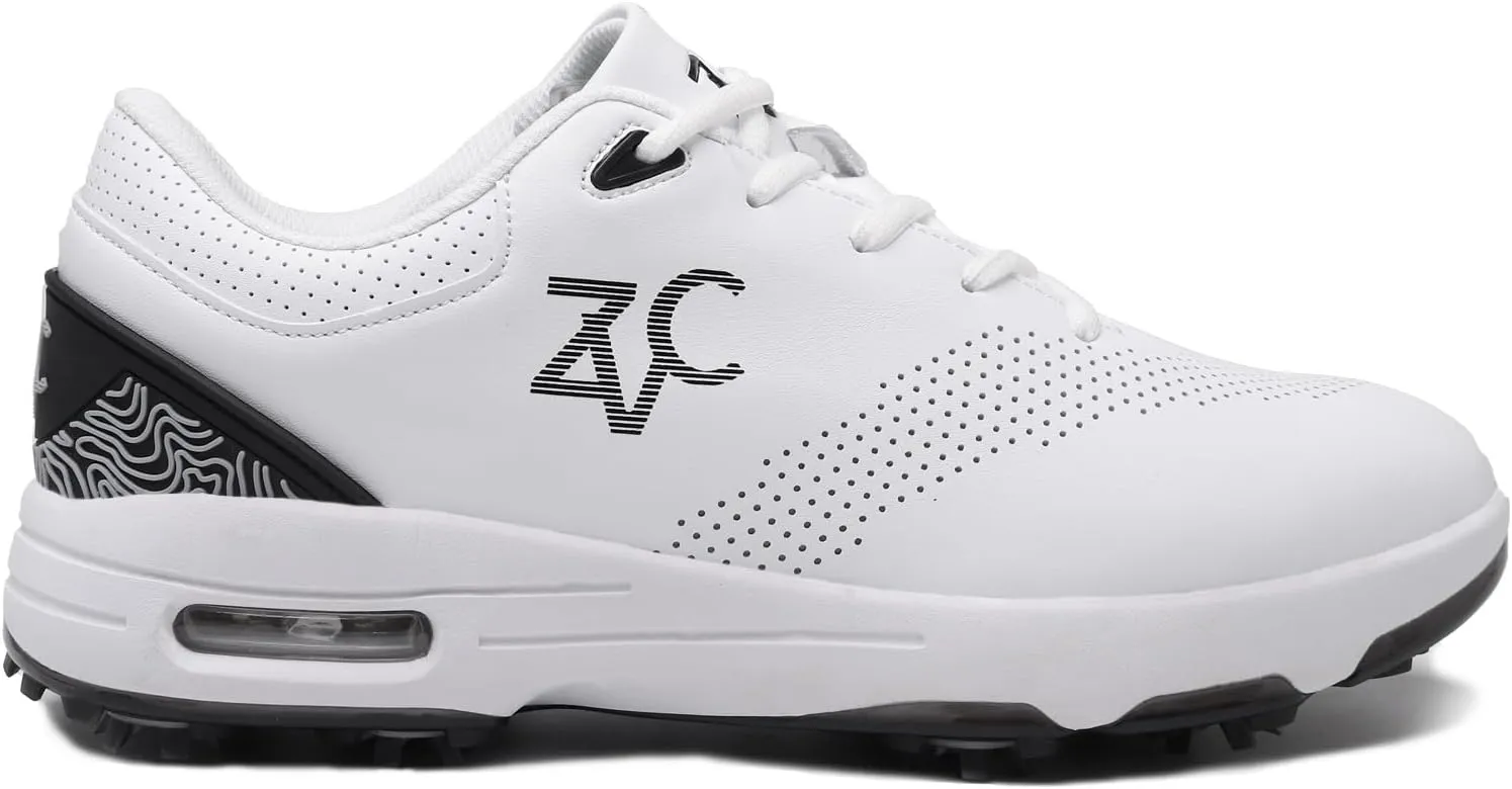 ZVC Golf Shoes Men with Spikes Non-Slip Water-Resistant Lightweight Breathable Professional Spiked Footwear Outdoor