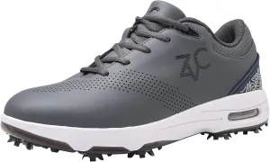 ZVC Golf Shoes Men with Spikes Non-Slip Water-Resistant Lightweight Breathable Professional Spiked Footwear Outdoor