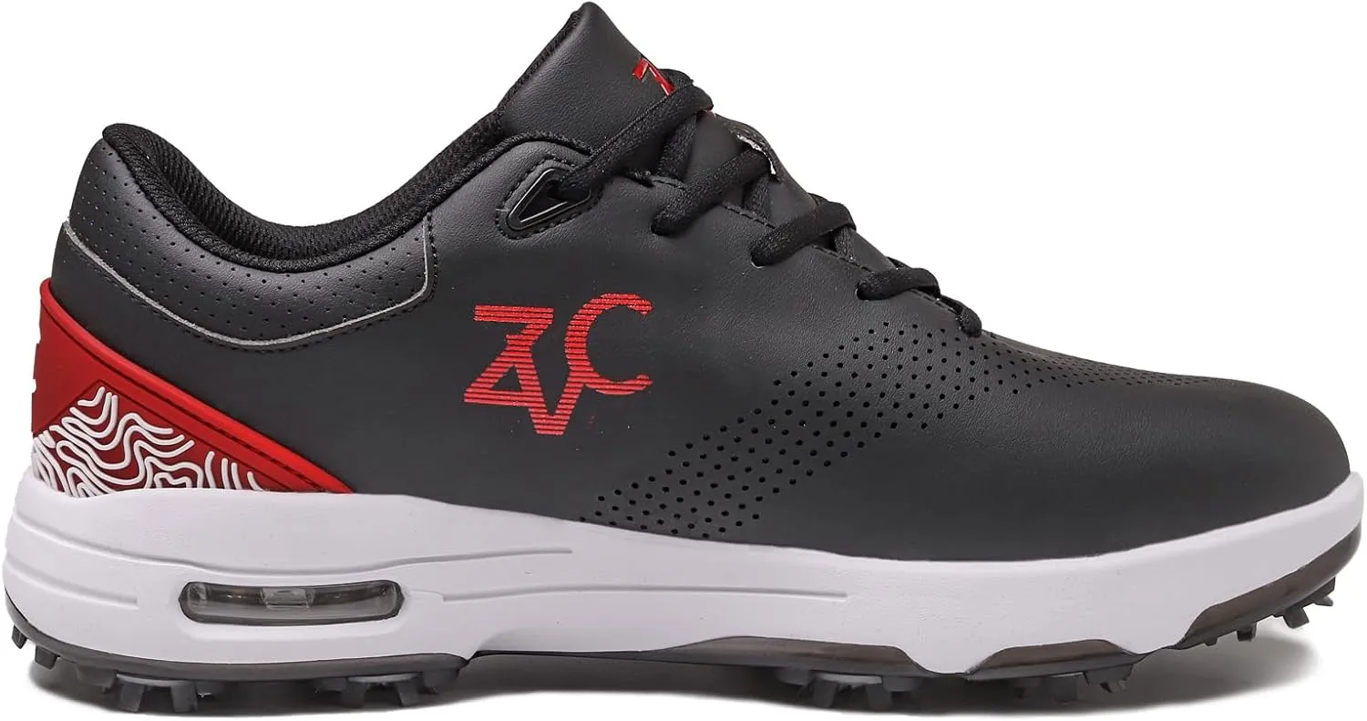 ZVC Golf Shoes Men with Spikes Non-Slip Water-Resistant Lightweight Breathable Professional Spiked Footwear Outdoor