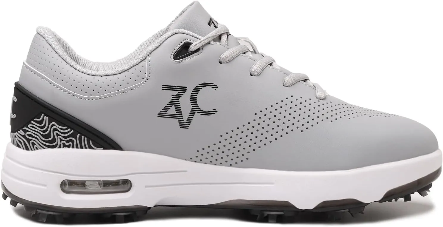 ZVC Golf Shoes Men with Spikes Non-Slip Water-Resistant Lightweight Breathable Professional Spiked Footwear Outdoor