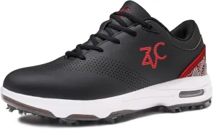 ZVC Golf Shoes Men with Spikes Non-Slip Water-Resistant Lightweight Breathable Professional Spiked Footwear Outdoor