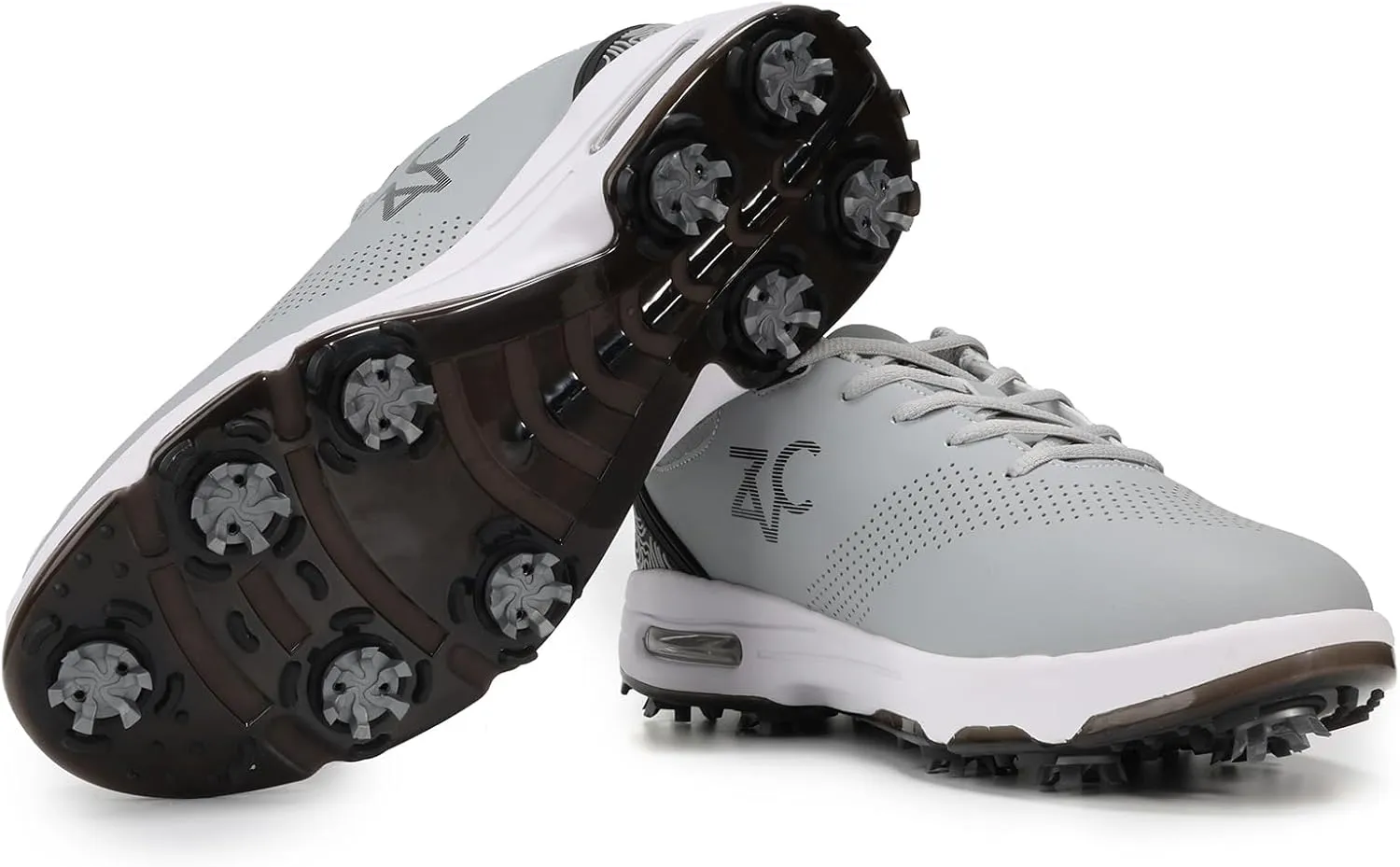 ZVC Golf Shoes Men with Spikes Non-Slip Water-Resistant Lightweight Breathable Professional Spiked Footwear Outdoor