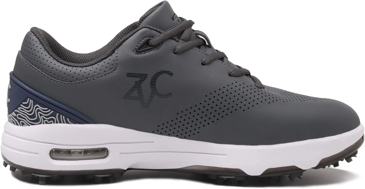 ZVC Golf Shoes Men with Spikes Non-Slip Water-Resistant Lightweight Breathable Professional Spiked Footwear Outdoor